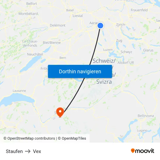 Staufen to Vex map