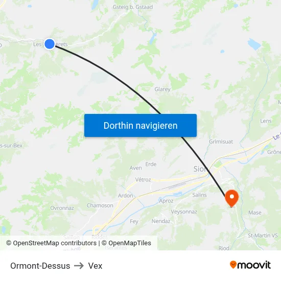 Ormont-Dessus to Vex map
