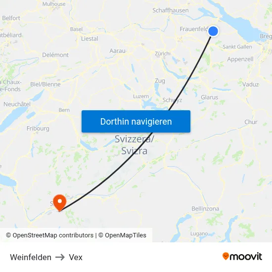 Weinfelden to Vex map