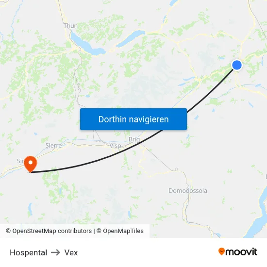 Hospental to Vex map