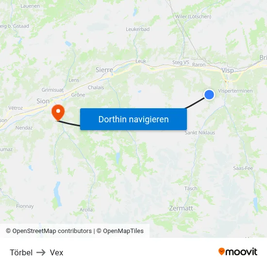 Törbel to Vex map