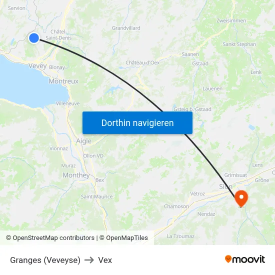 Granges (Veveyse) to Vex map