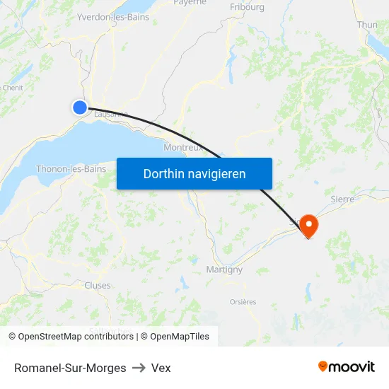 Romanel-Sur-Morges to Vex map