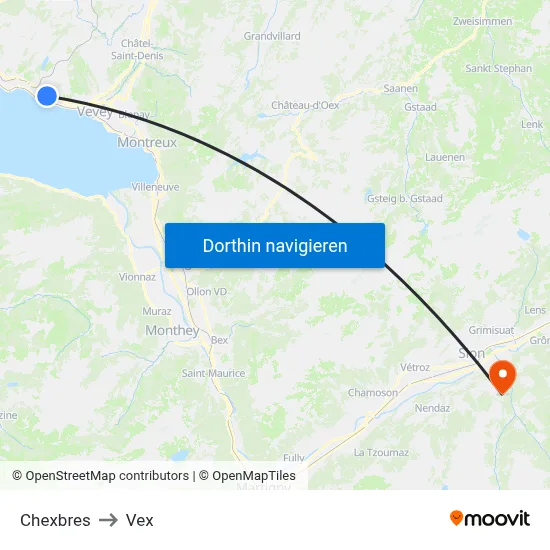 Chexbres to Vex map