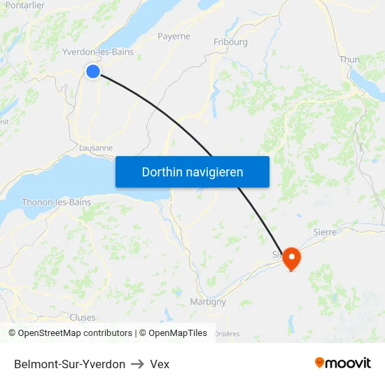 Belmont-Sur-Yverdon to Vex map