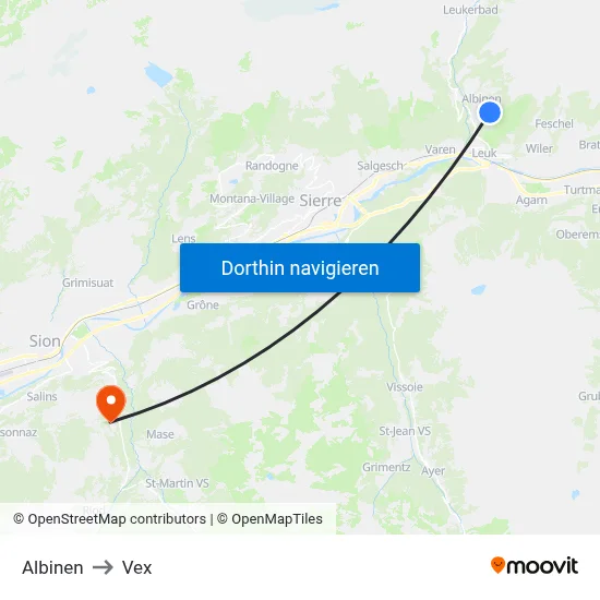 Albinen to Vex map
