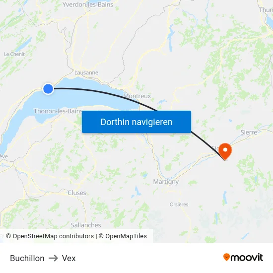 Buchillon to Vex map