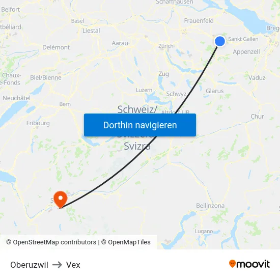 Oberuzwil to Vex map