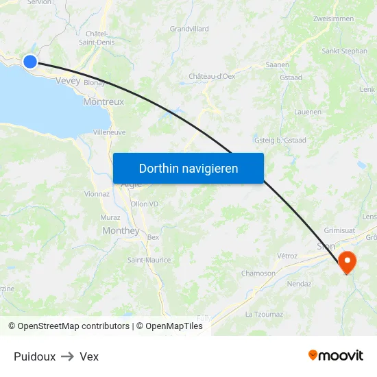 Puidoux to Vex map