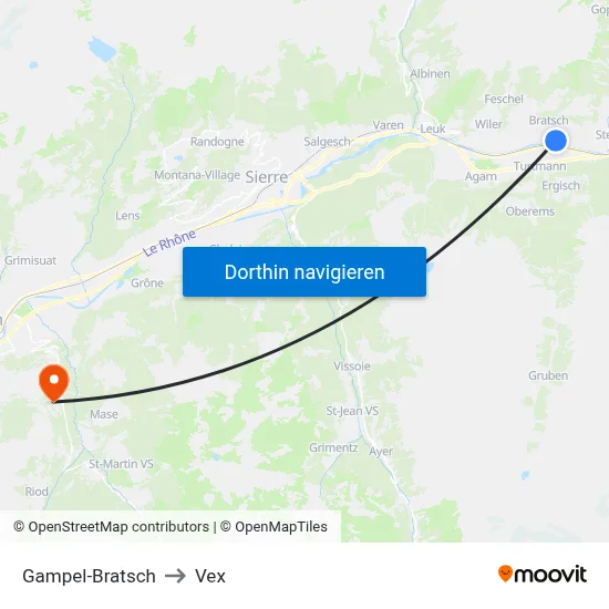 Gampel-Bratsch to Vex map