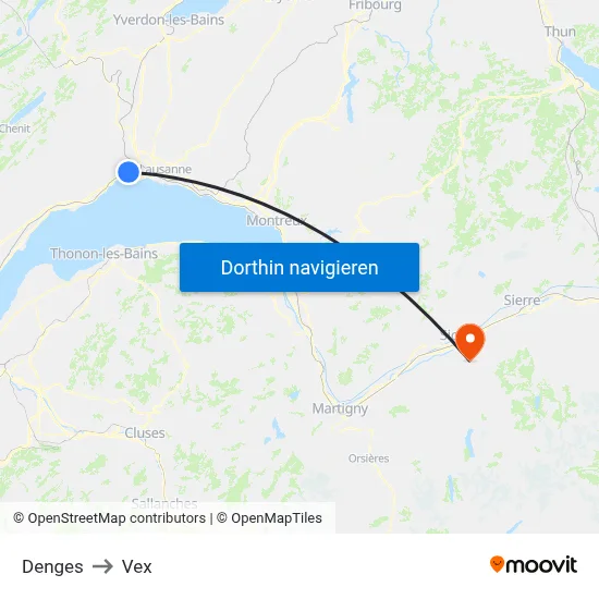 Denges to Vex map