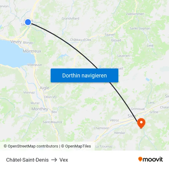 Châtel-Saint-Denis to Vex map