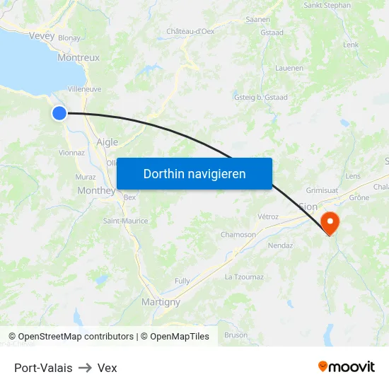 Port-Valais to Vex map