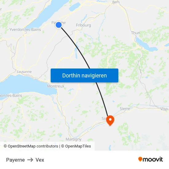 Payerne to Vex map