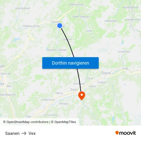 Saanen to Vex map