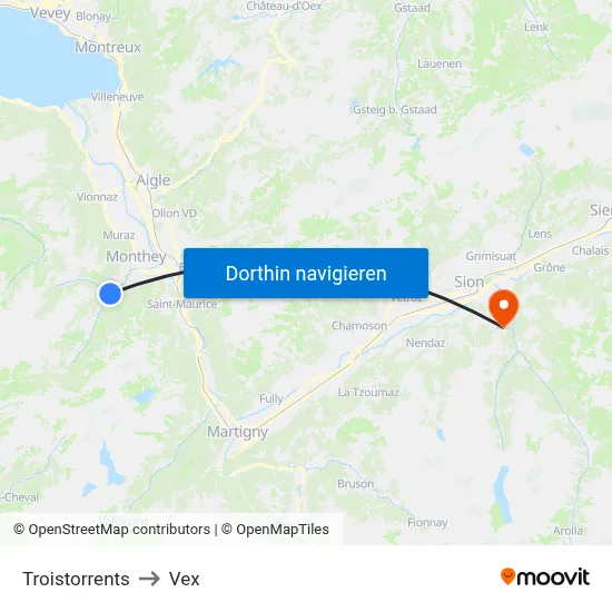 Troistorrents to Vex map