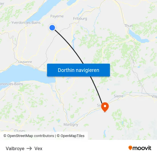 Valbroye to Vex map