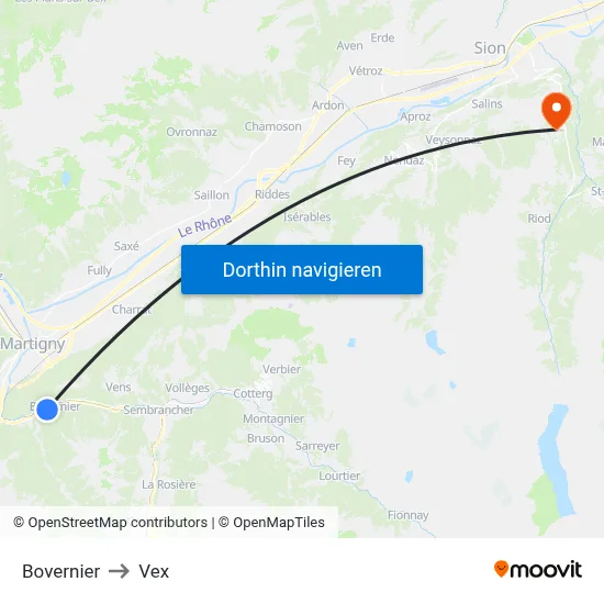 Bovernier to Vex map