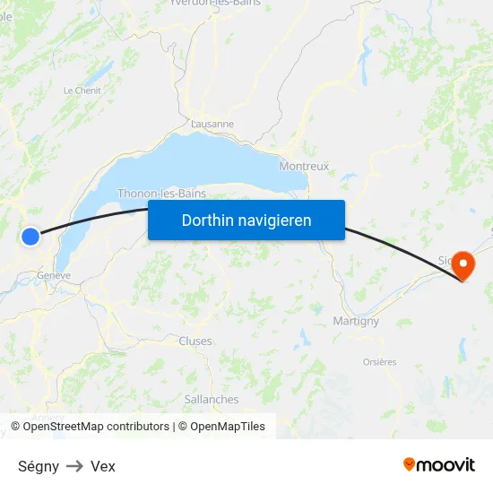 Ségny to Vex map