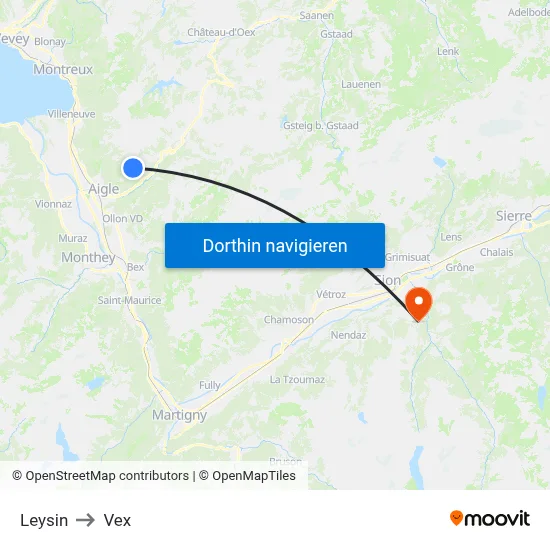 Leysin to Vex map
