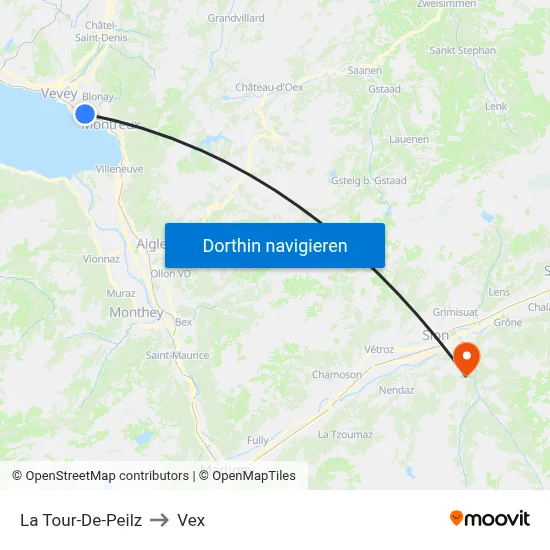 La Tour-De-Peilz to Vex map