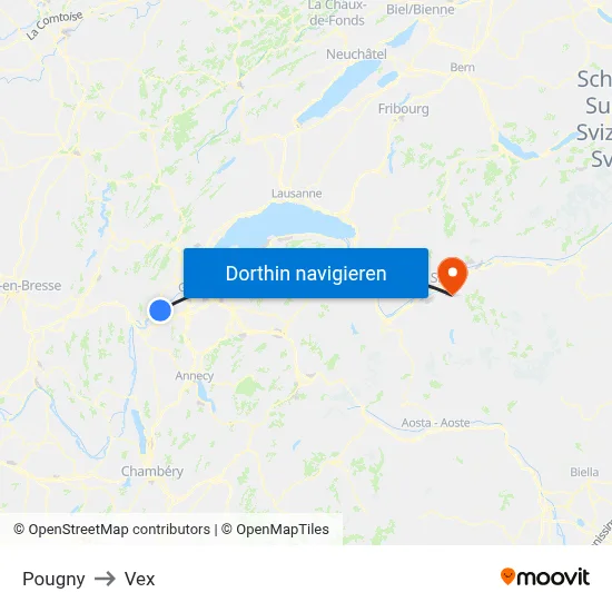 Pougny to Vex map