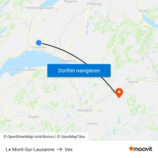Le Mont-Sur-Lausanne to Vex map