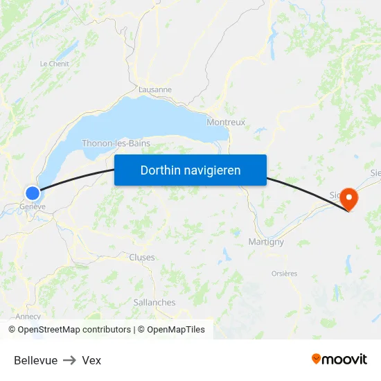 Bellevue to Vex map