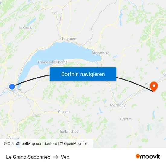 Le Grand-Saconnex to Vex map