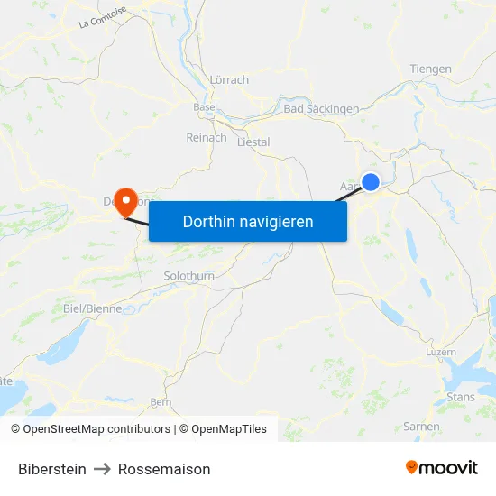 Biberstein to Rossemaison map