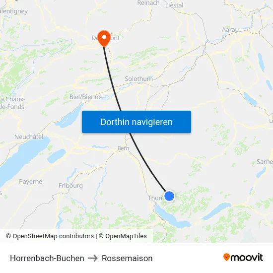 Horrenbach-Buchen to Rossemaison map