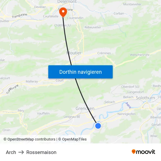 Arch to Rossemaison map