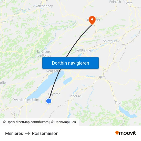 Ménières to Rossemaison map
