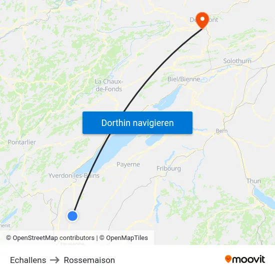 Echallens to Rossemaison map
