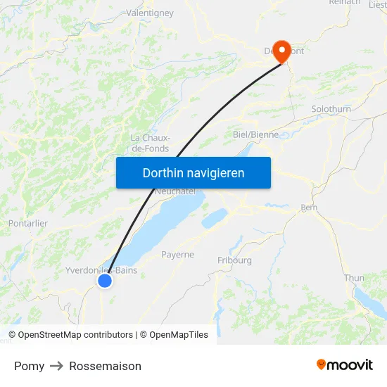 Pomy to Rossemaison map