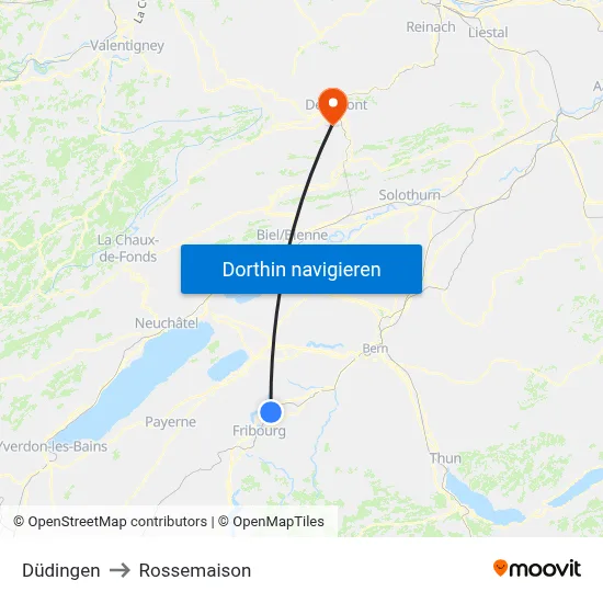 Düdingen to Rossemaison map