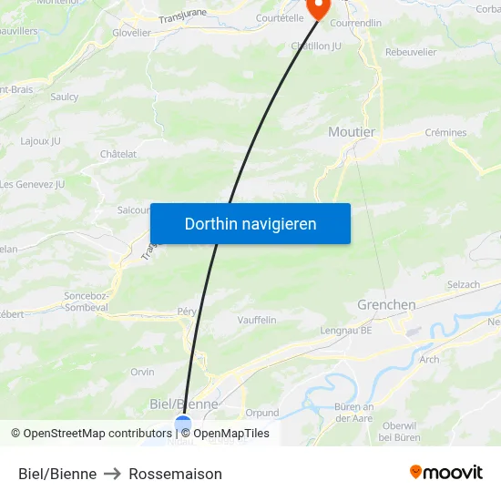 Biel/Bienne to Rossemaison map