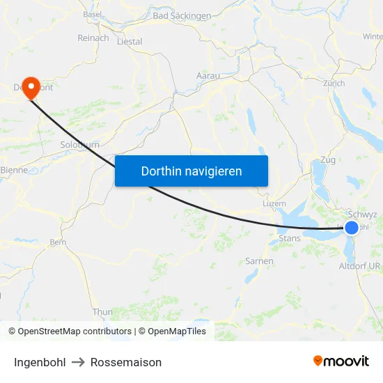 Ingenbohl to Rossemaison map