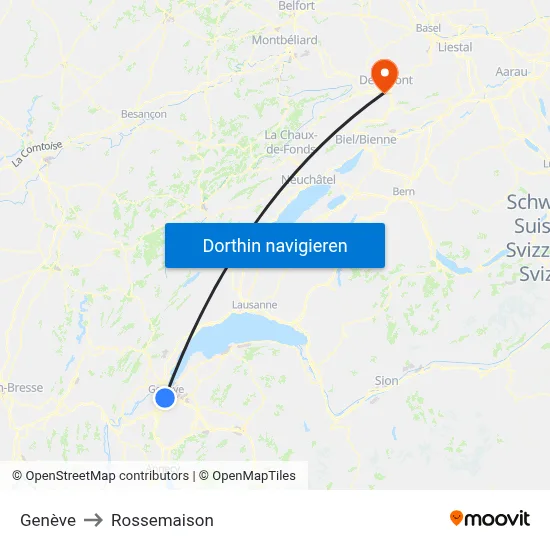 Genève to Rossemaison map