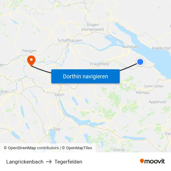 Langrickenbach to Tegerfelden map