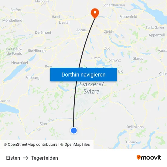Eisten to Tegerfelden map