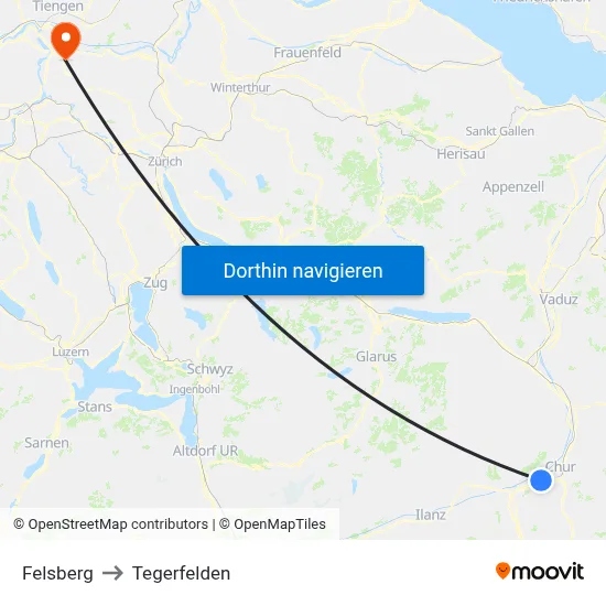 Felsberg to Tegerfelden map