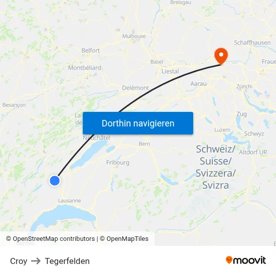Croy to Tegerfelden map