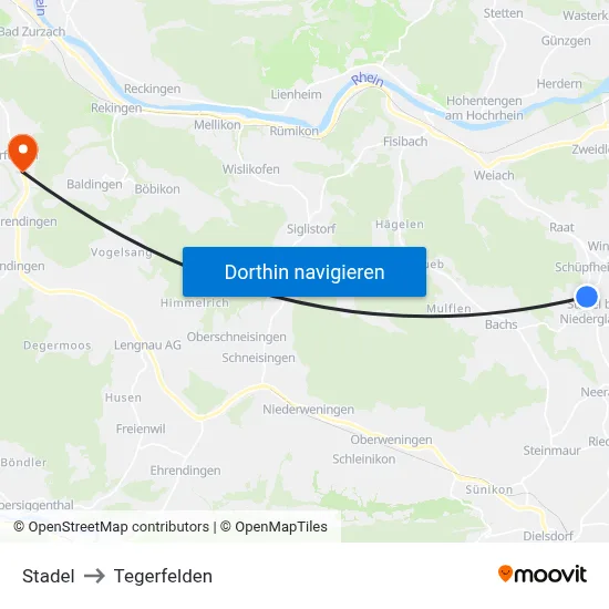 Stadel to Tegerfelden map