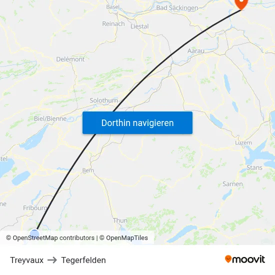 Treyvaux to Tegerfelden map