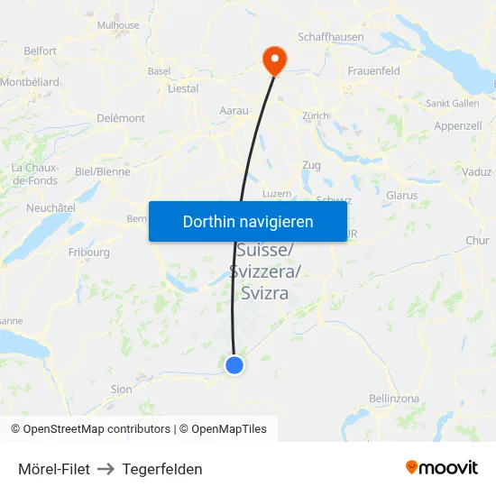 Mörel-Filet to Tegerfelden map