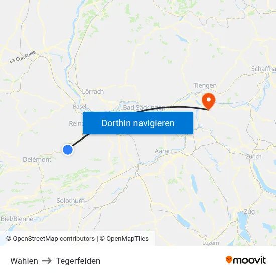 Wahlen to Tegerfelden map