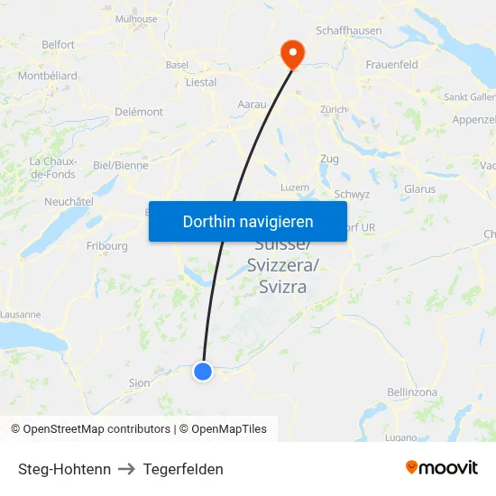Steg-Hohtenn to Tegerfelden map
