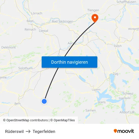 Rüderswil to Tegerfelden map