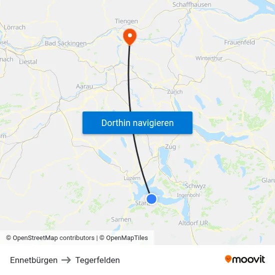 Ennetbürgen to Tegerfelden map